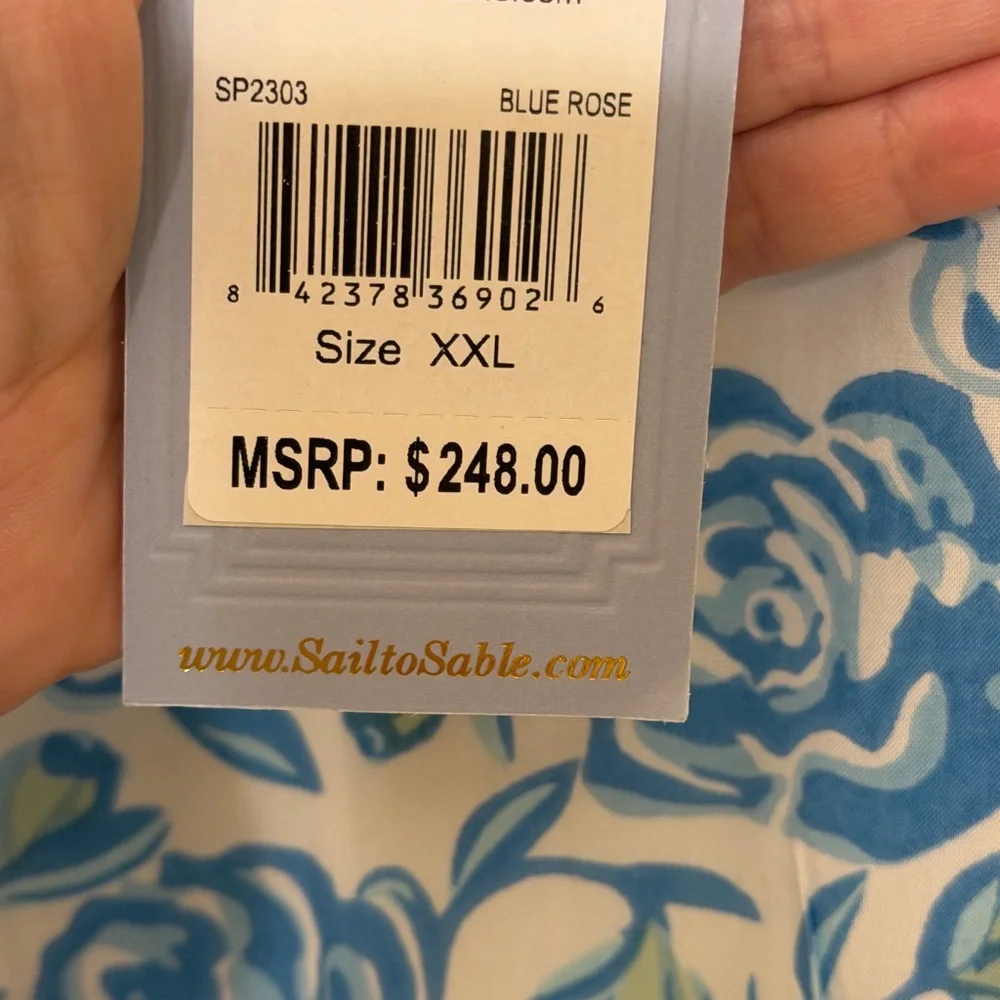 Sail to Sable Blue Rose Floral Tiered Dress XXL NWT $248 - Picture 7 of 9
